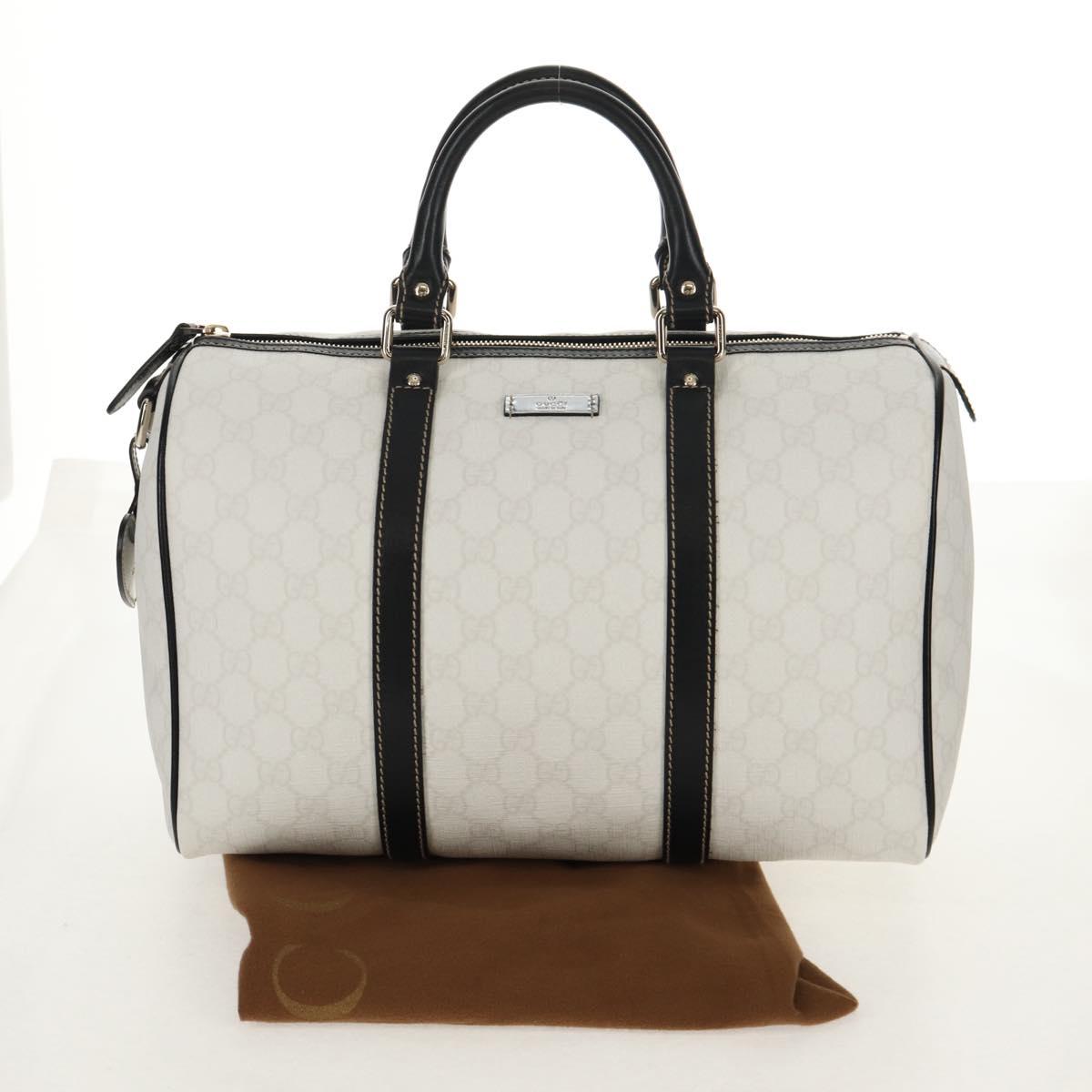 GUCCI GG Supreme Boston Bag PVC White Gold 193603 Auth am9846V