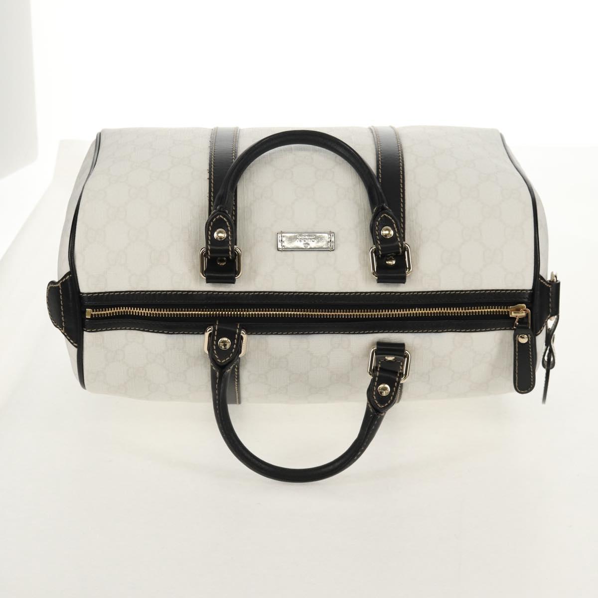 GUCCI GG Supreme Boston Bag PVC White Gold 193603 Auth am9846V