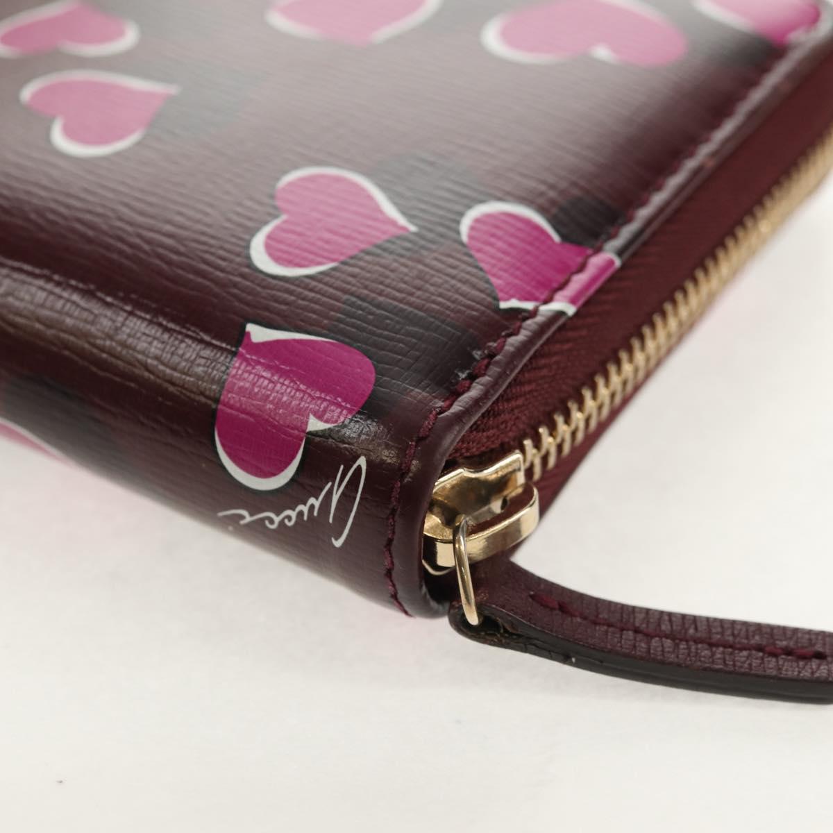 GUCCI Heart Long Wallet Leather Purple Auth am9847V