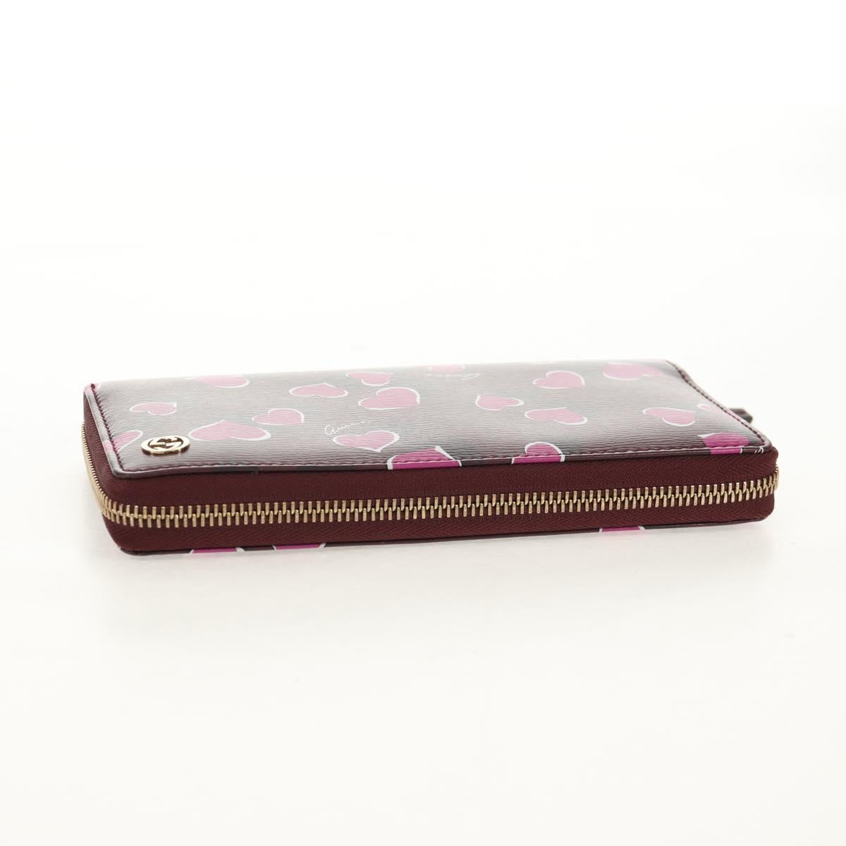 GUCCI Heart Long Wallet Leather Purple Auth am9847V
