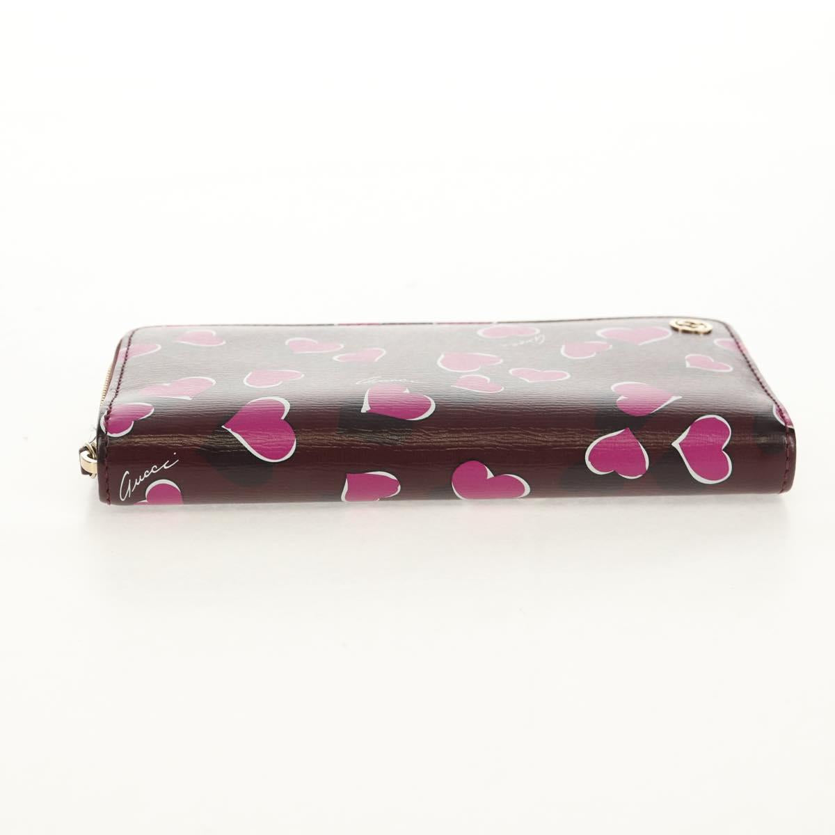 GUCCI Heart Long Wallet Leather Purple Auth am9847V