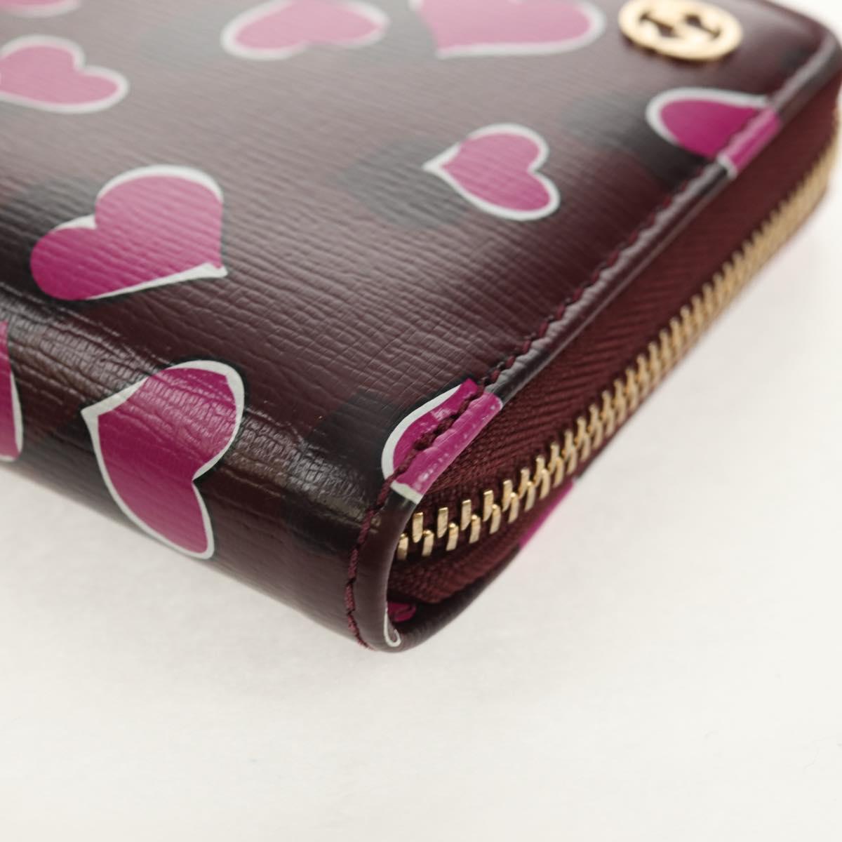 GUCCI Heart Long Wallet Leather Purple Auth am9847V