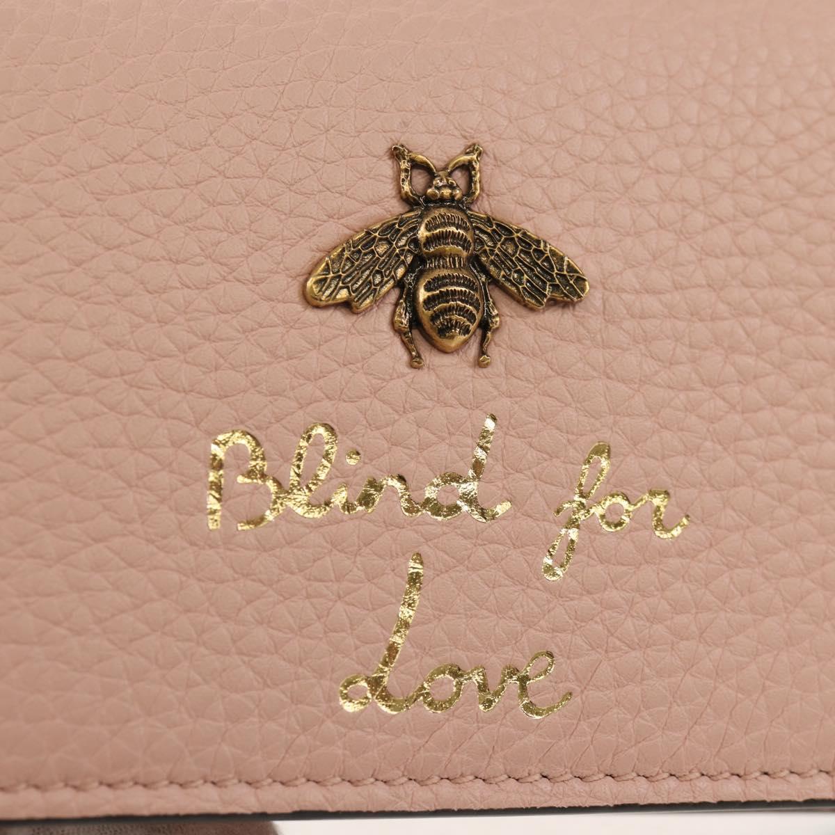 GUCCI Animalie Compact Wallet Leather Pink Gold 498096 Auth am9852V