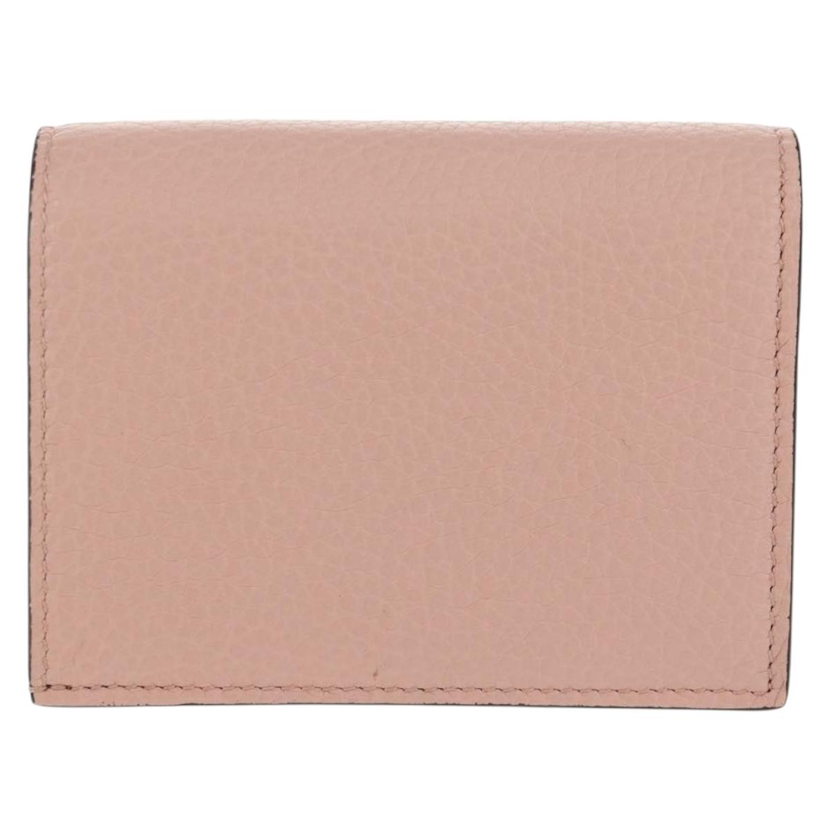 GUCCI Animalie Compact Wallet Leather Pink Gold 498096 Auth am9852V