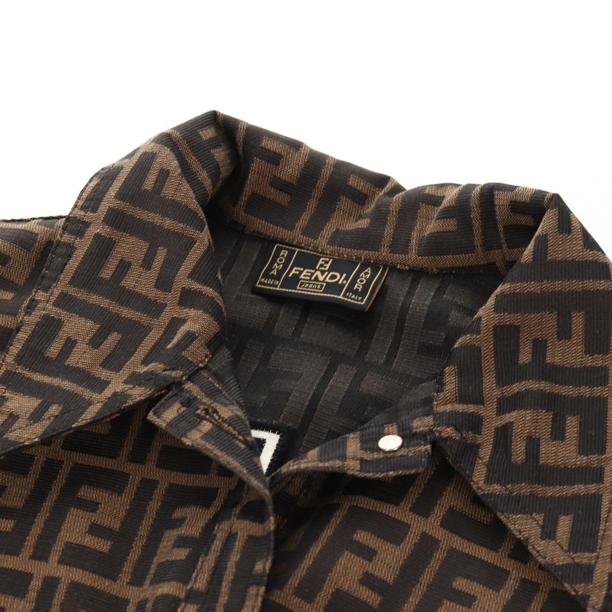 FENDI Zucca Canvas Best Jacket Black Brown Auth am9854V
