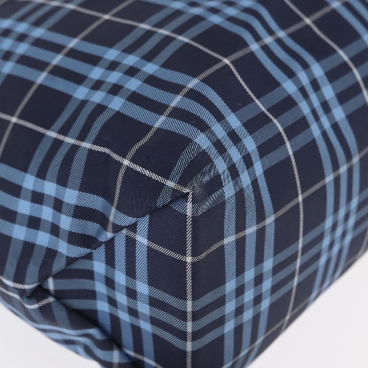 BURBERRY Nova Check Tote Bag Nylon Blue Silver Auth am9857