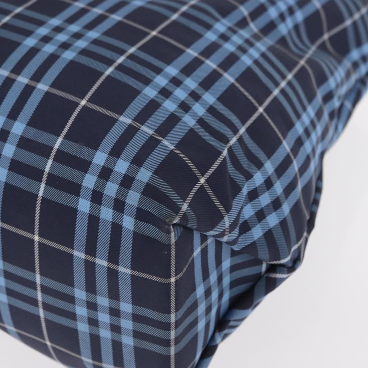 BURBERRY Nova Check Tote Bag Nylon Blue Silver Auth am9857