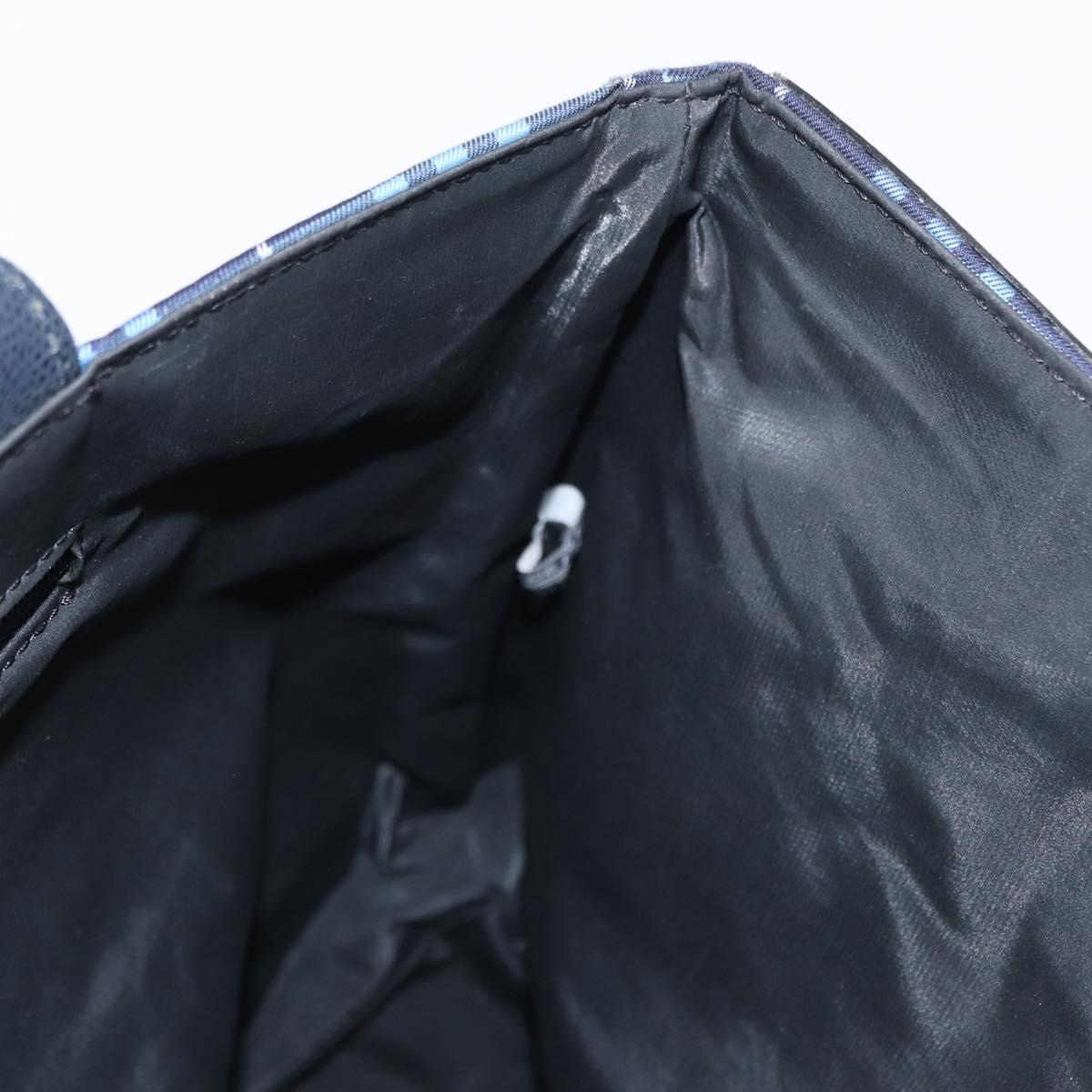 BURBERRY Nova Check Tote Bag Nylon Blue Silver Auth am9857