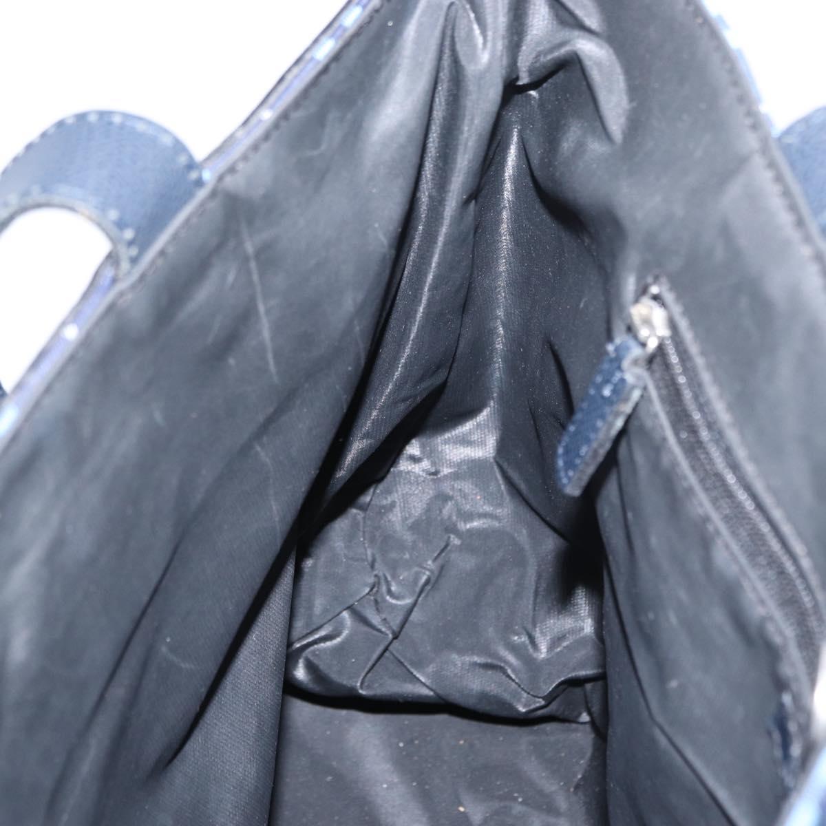 BURBERRY Nova Check Tote Bag Nylon Blue Silver Auth am9857