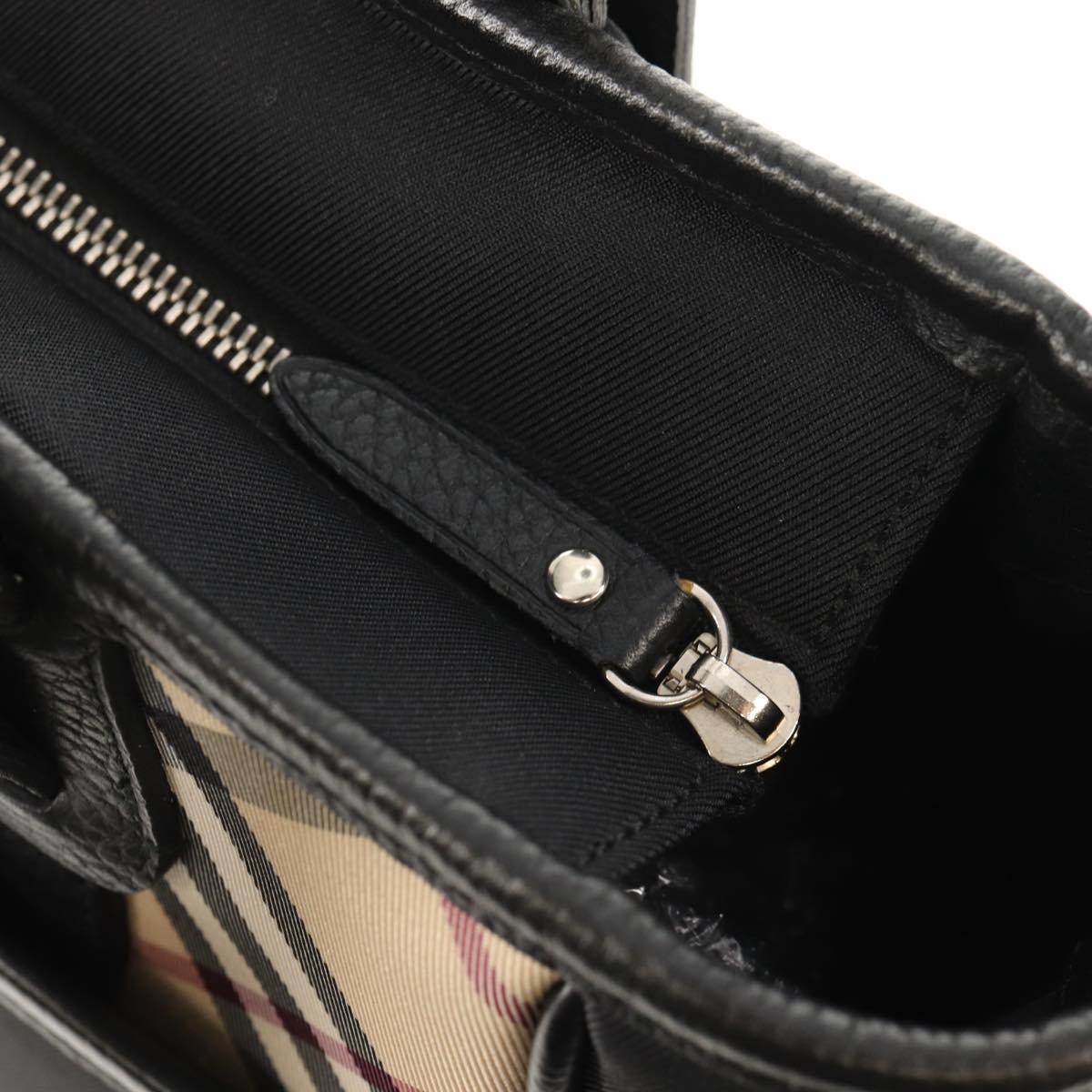 BURBERRY Nova Check Hand Bag Nylon Beige Silver Auth am9859V