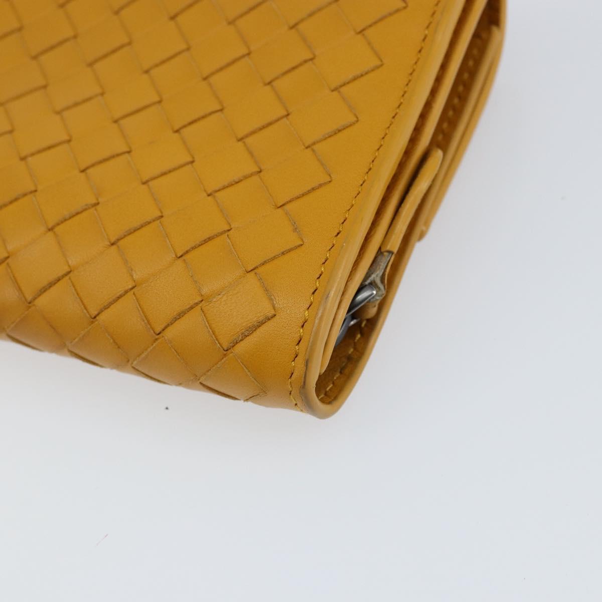 BOTTEGA VENETA INTRECCIATO Long Wallet Leather Yellow Auth am9863
