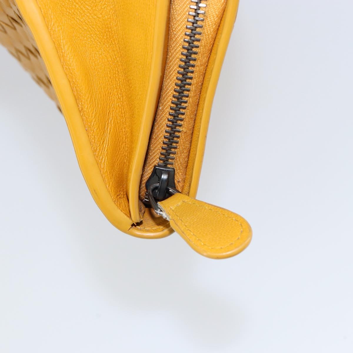 BOTTEGA VENETA INTRECCIATO Long Wallet Leather Yellow Auth am9863