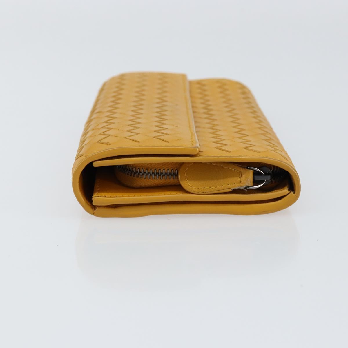 BOTTEGA VENETA INTRECCIATO Long Wallet Leather Yellow Auth am9863