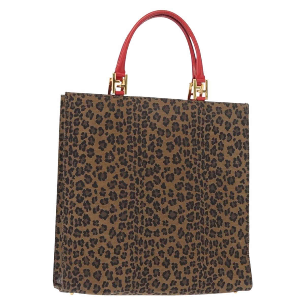 FENDI Tote Bag Canvas Brown Gold Auth am9867