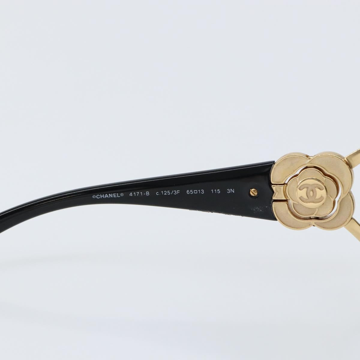 CHANEL Sunglasses plastic Black CC Auth am9868