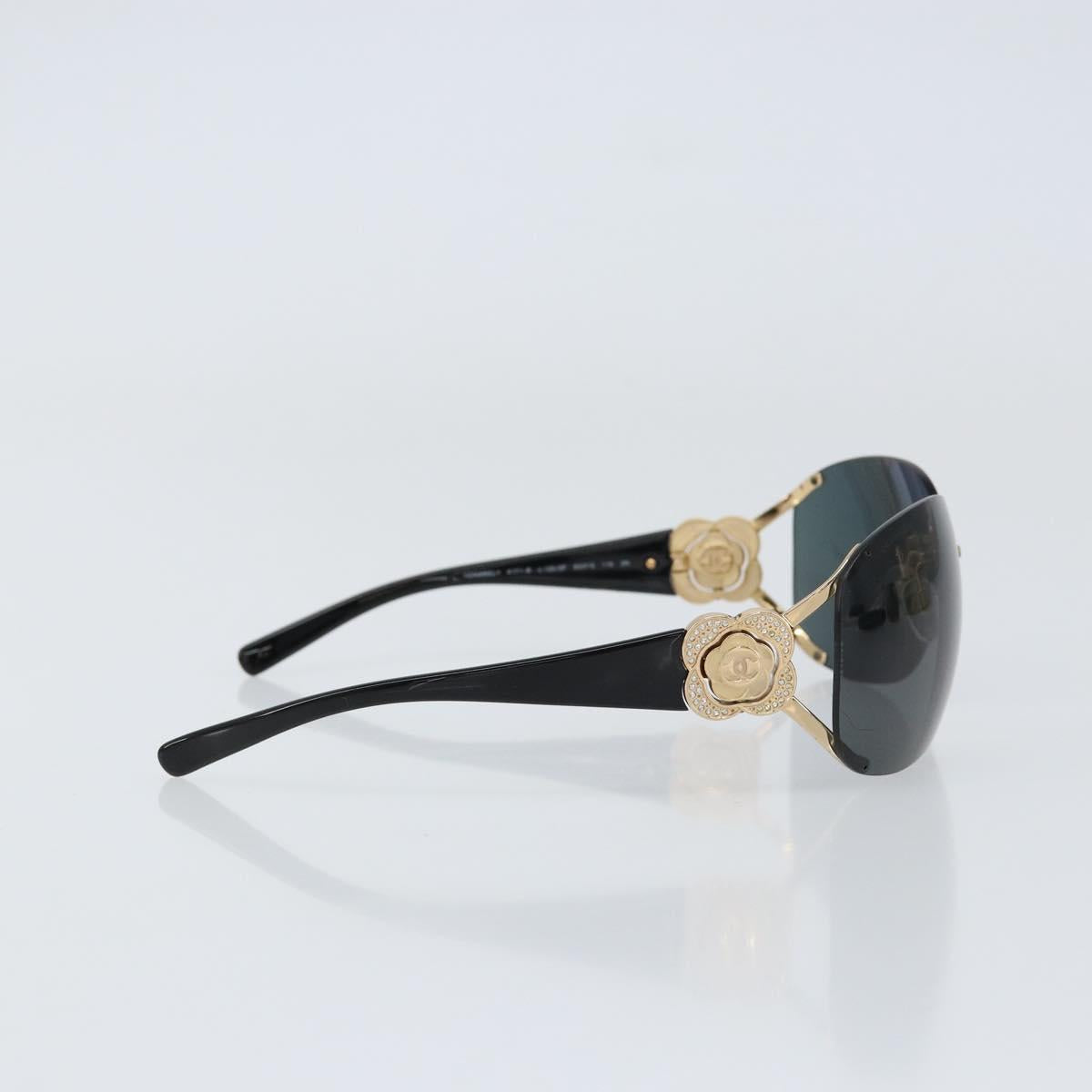 CHANEL Sunglasses plastic Black CC Auth am9868