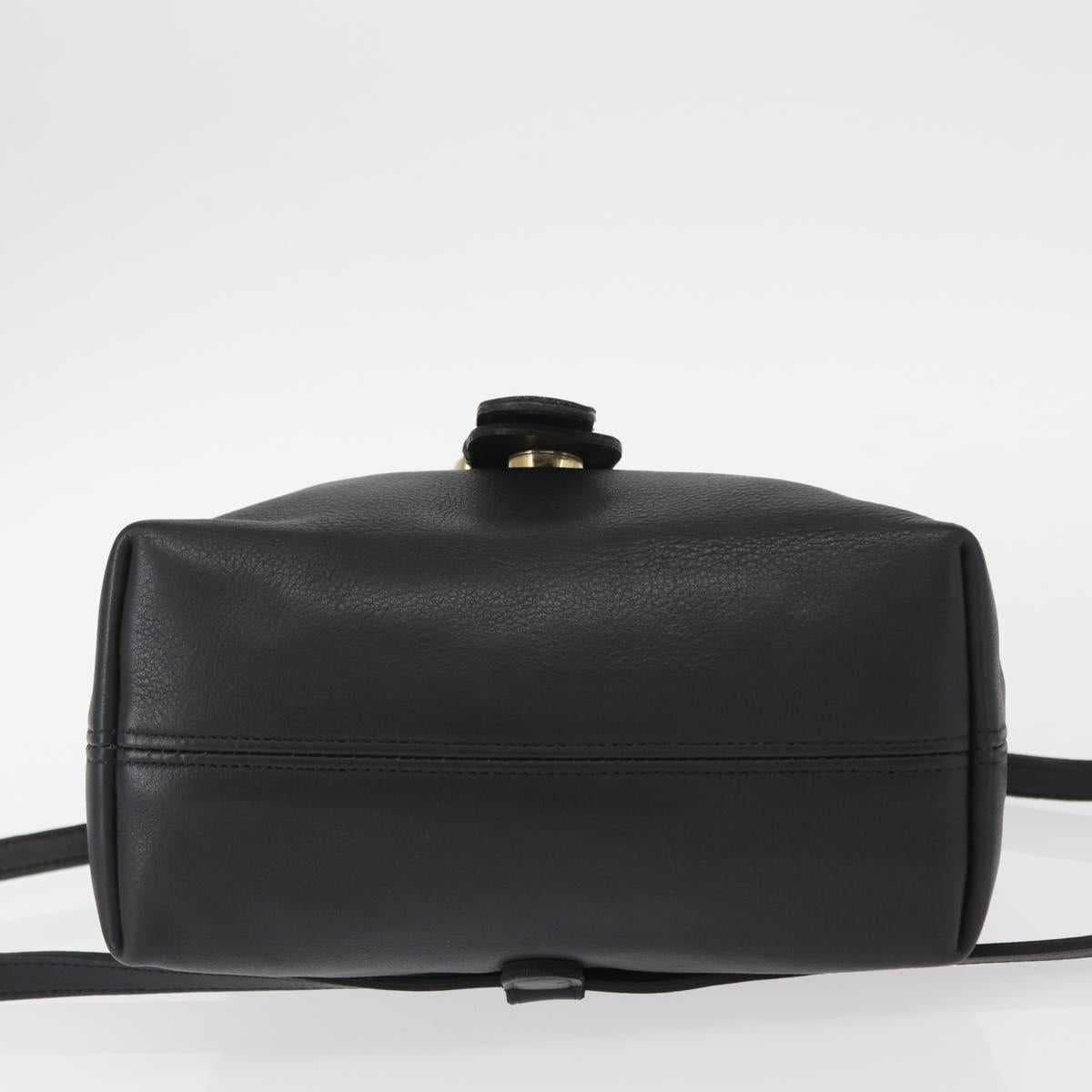 Coach Backpack Leather Black Gold Auth am9869