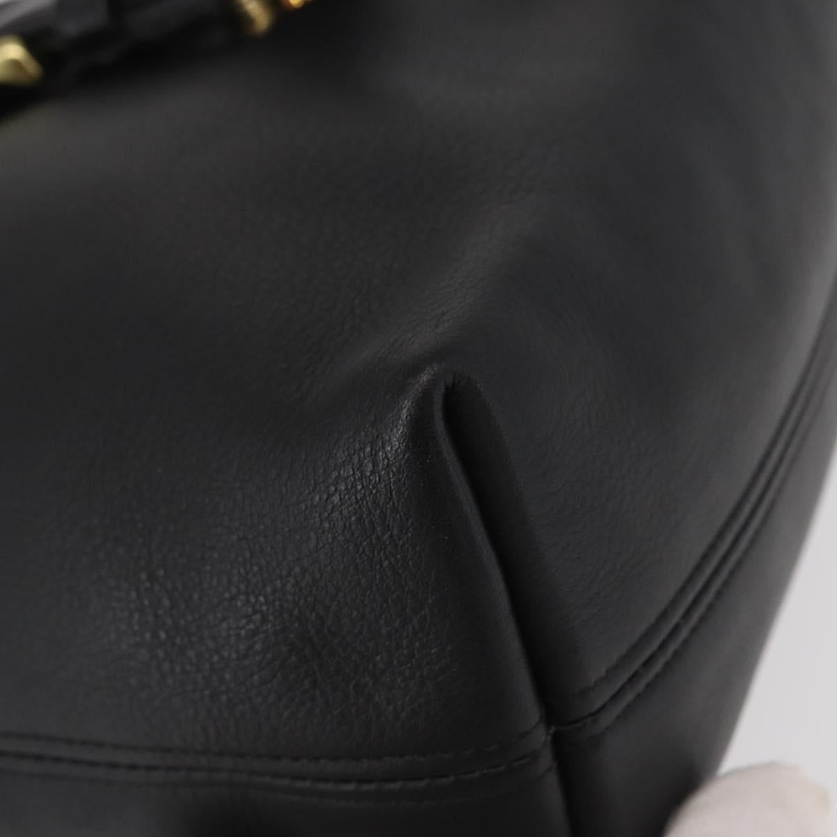 Coach Backpack Leather Black Gold Auth am9869