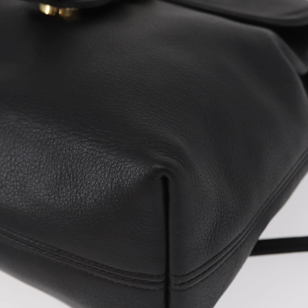 Coach Backpack Leather Black Gold Auth am9869