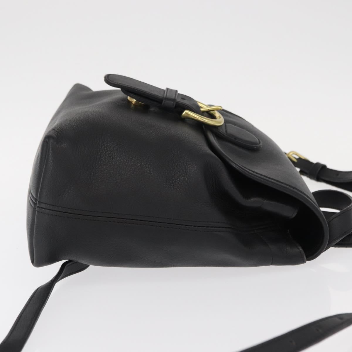 Coach Backpack Leather Black Gold Auth am9869