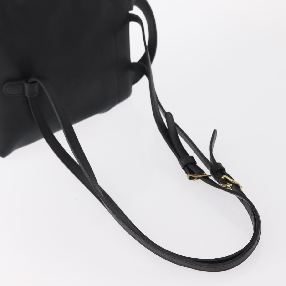 Coach Backpack Leather Black Gold Auth am9869