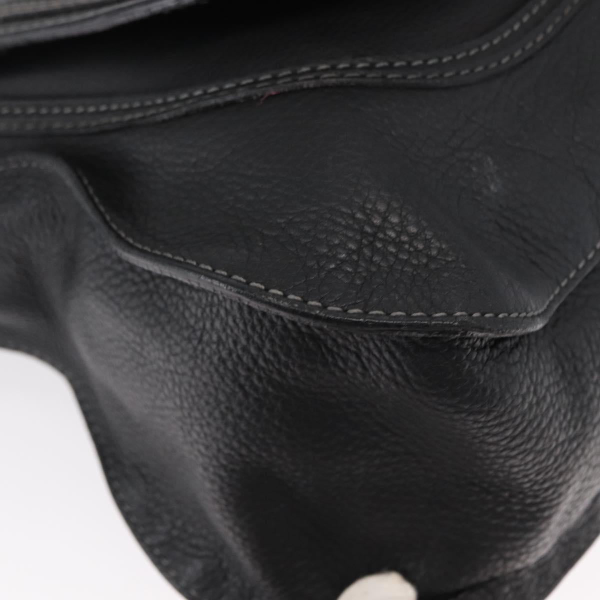 Chloe Marcie Hand Bag Leather Black Gold Auth am9872