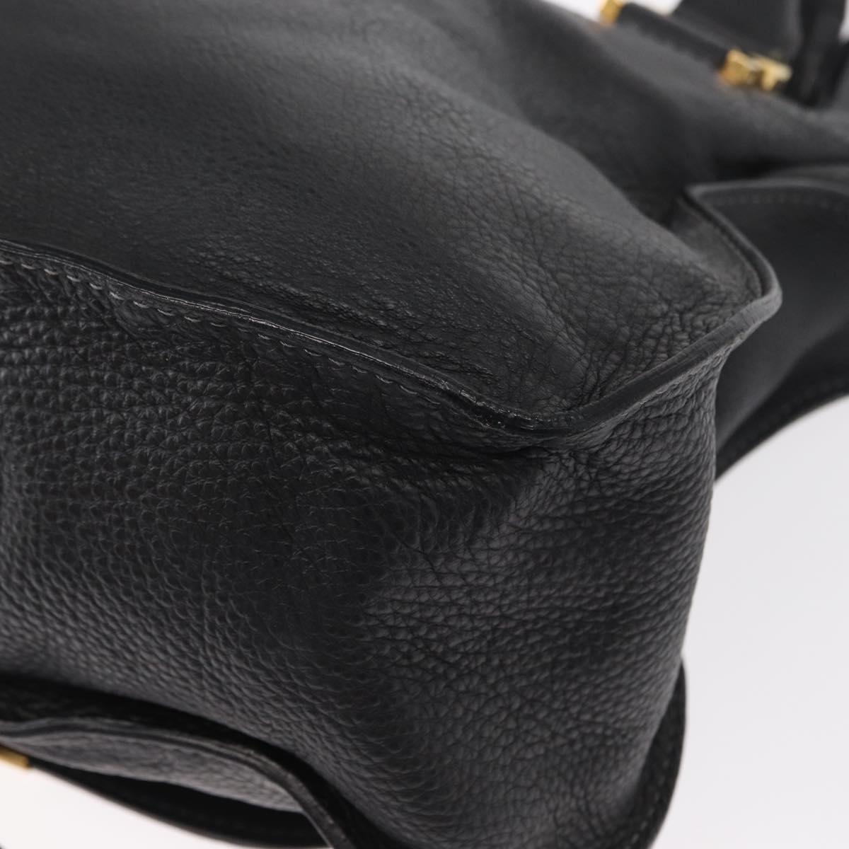 Chloe Marcie Hand Bag Leather Black Gold Auth am9872