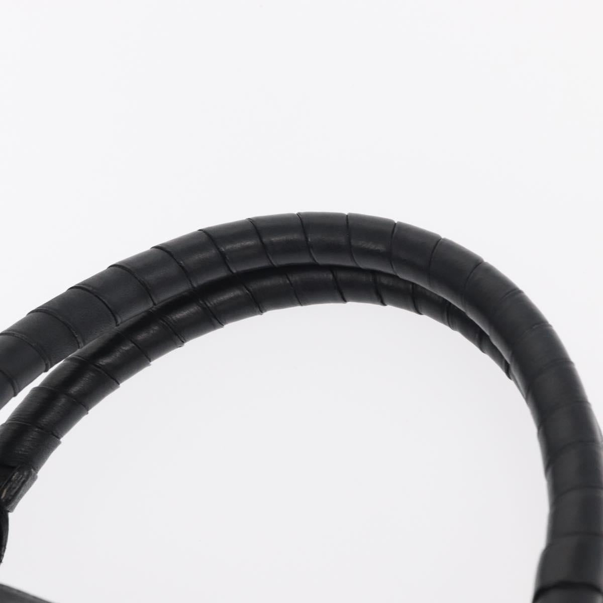 Chloe Marcie Hand Bag Leather Black Gold Auth am9872