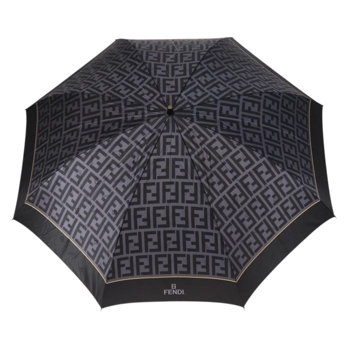 FENDI Zucca Canvas Folding Umbrella Navy Auth am9873