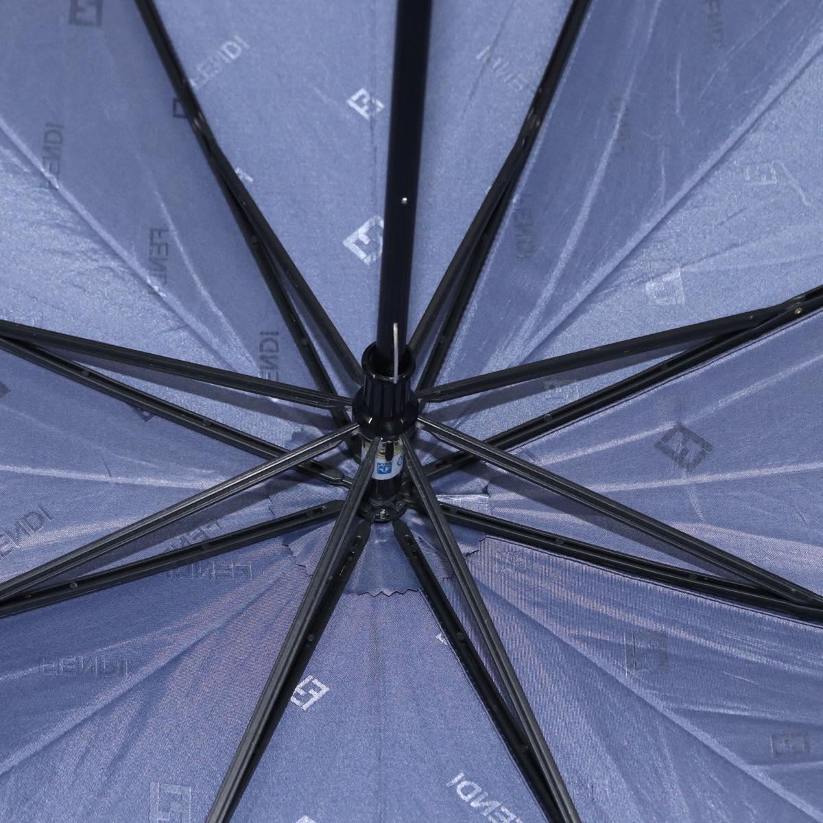 FENDI Zucca Canvas Folding Umbrella Navy Auth am9874