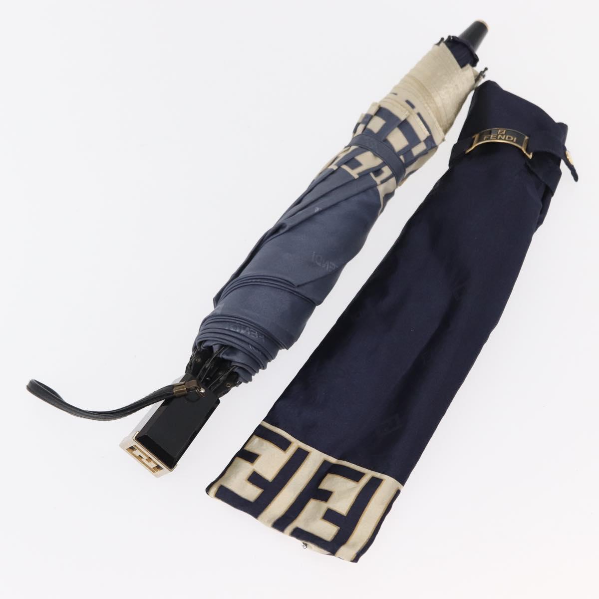 FENDI Zucca Canvas Folding Umbrella Navy Auth am9874
