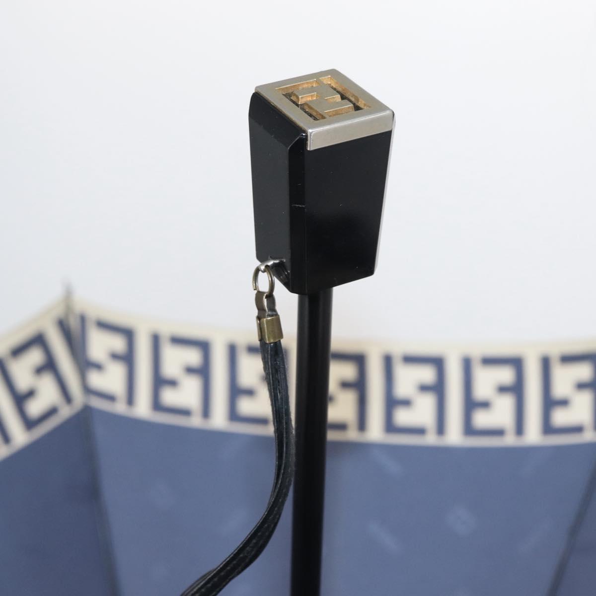 FENDI Zucca Canvas Folding Umbrella Navy Auth am9874