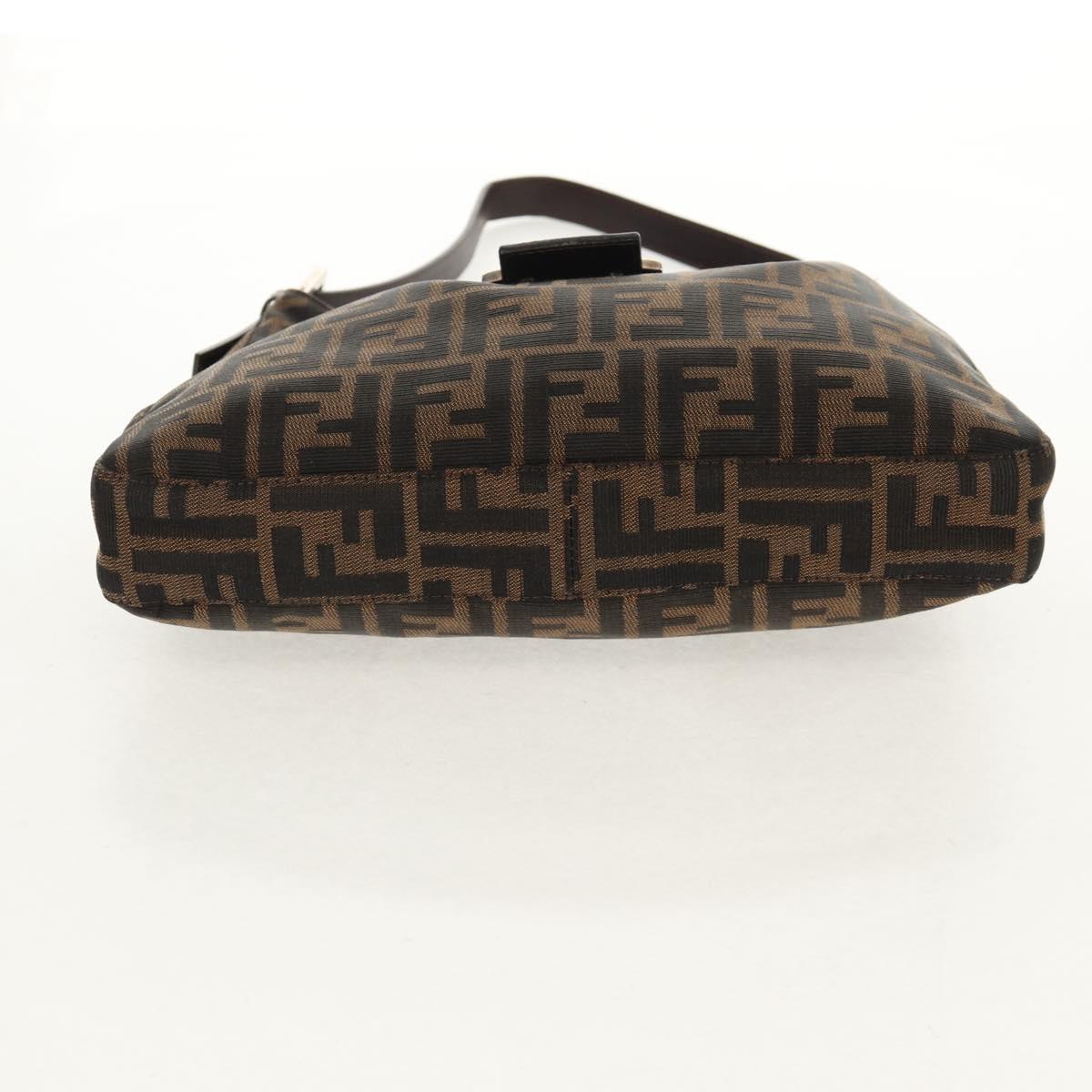 FENDI Zucca Canvas Mamma Baguette Shoulder Bag Black Brown Auth am9876V