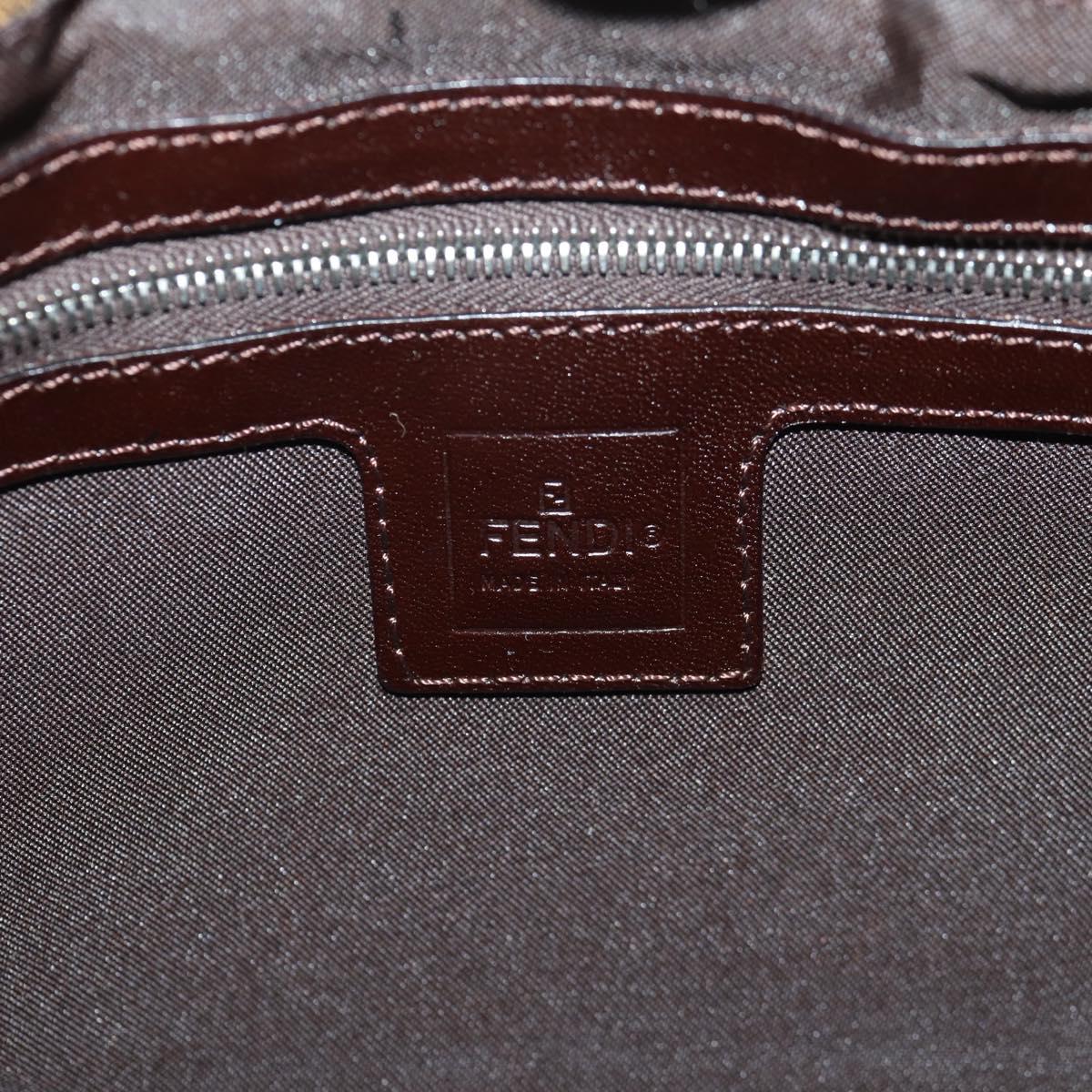 FENDI Zucca Canvas Mamma Baguette Shoulder Bag Black Brown Auth am9876V