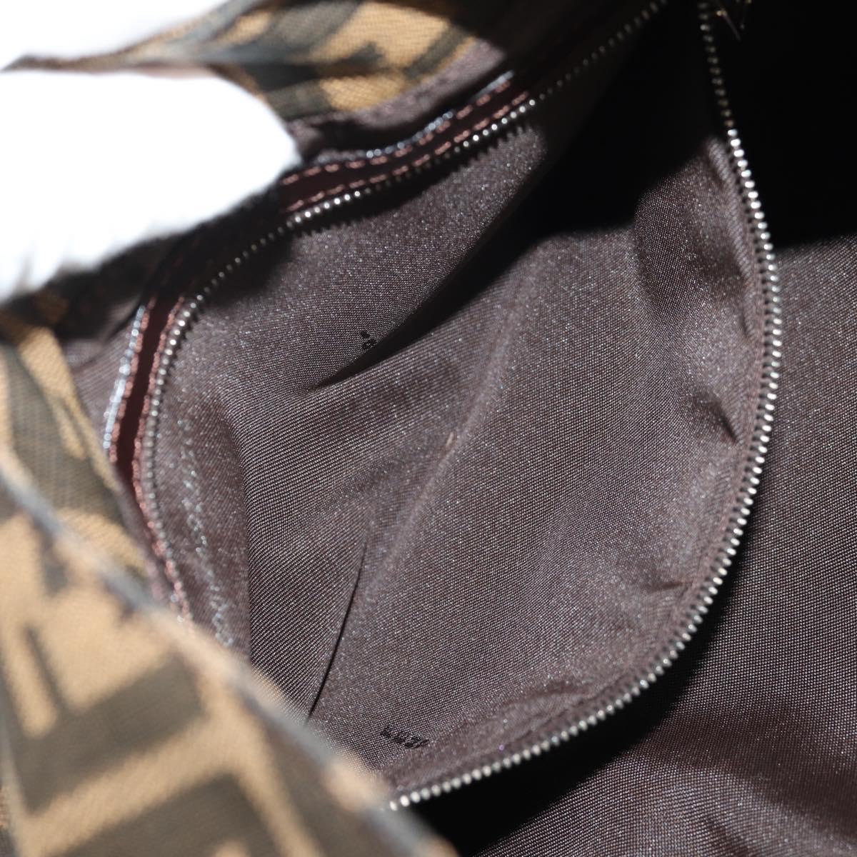 FENDI Zucca Canvas Mamma Baguette Shoulder Bag Black Brown Auth am9876V