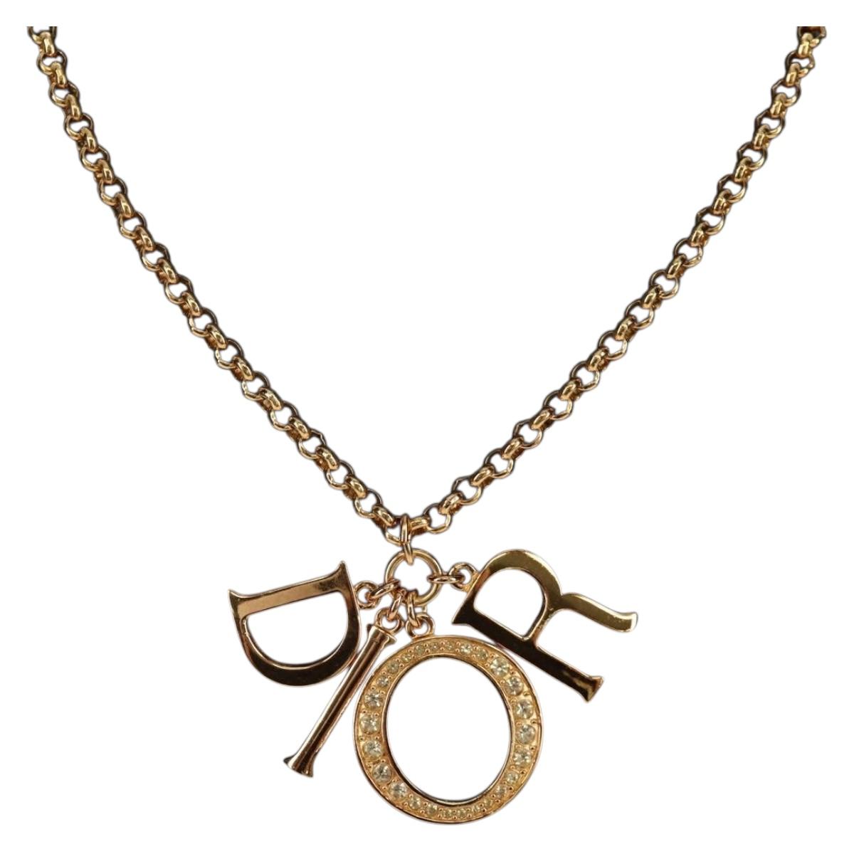 Christian Dior Necklace metal Gold Auth am9882V