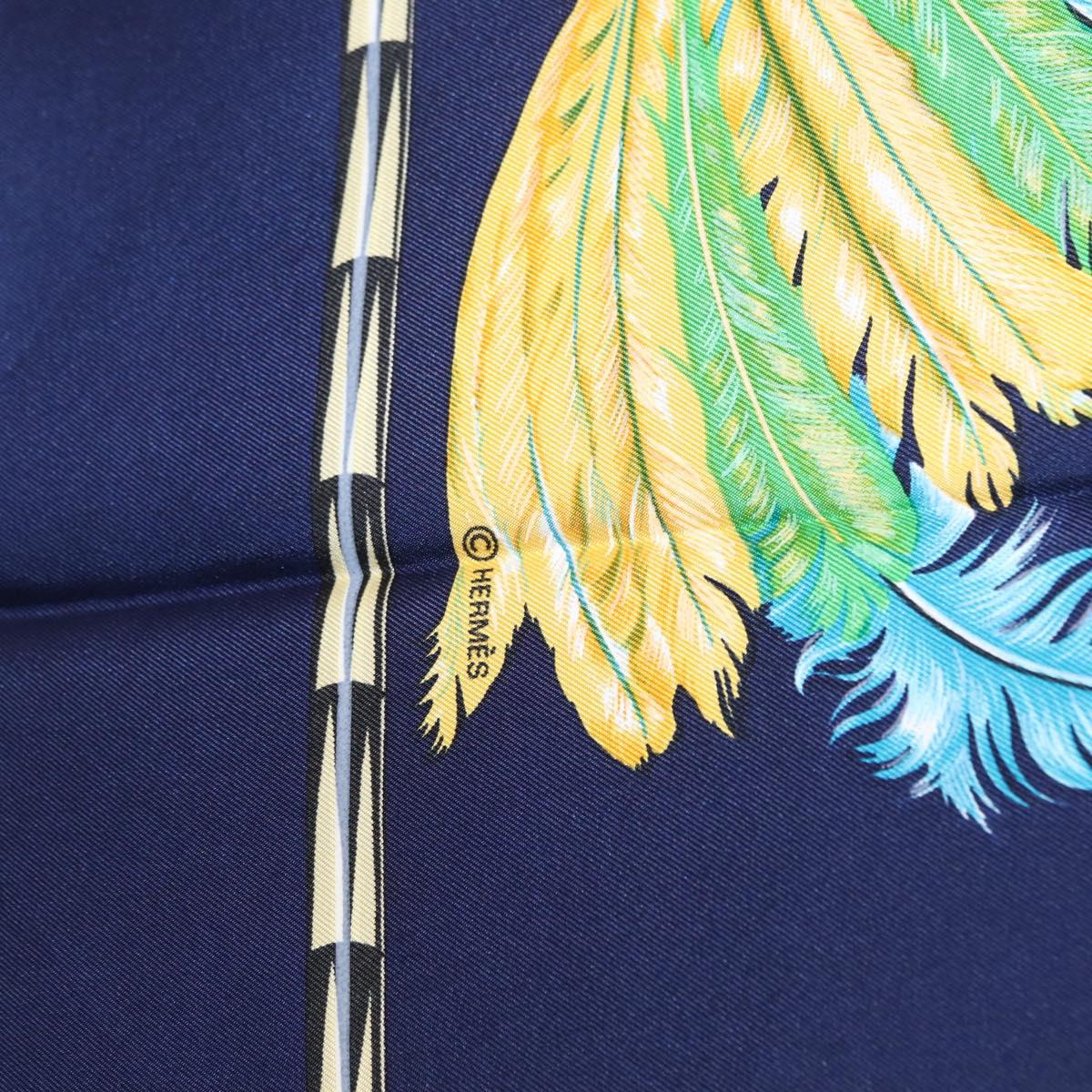 HERMES Carre 90 Scarf Silk ""BRAZIL"" Navy Auth am9883