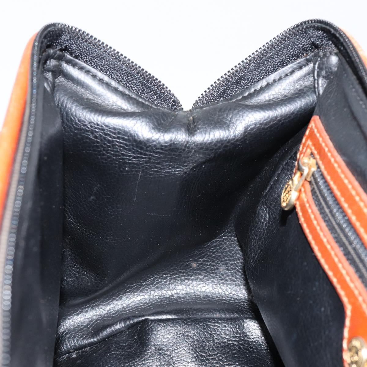 FENDI Pecan Canvas Mini Boston Bag PVC 2way Black Brown gold Auth am9884