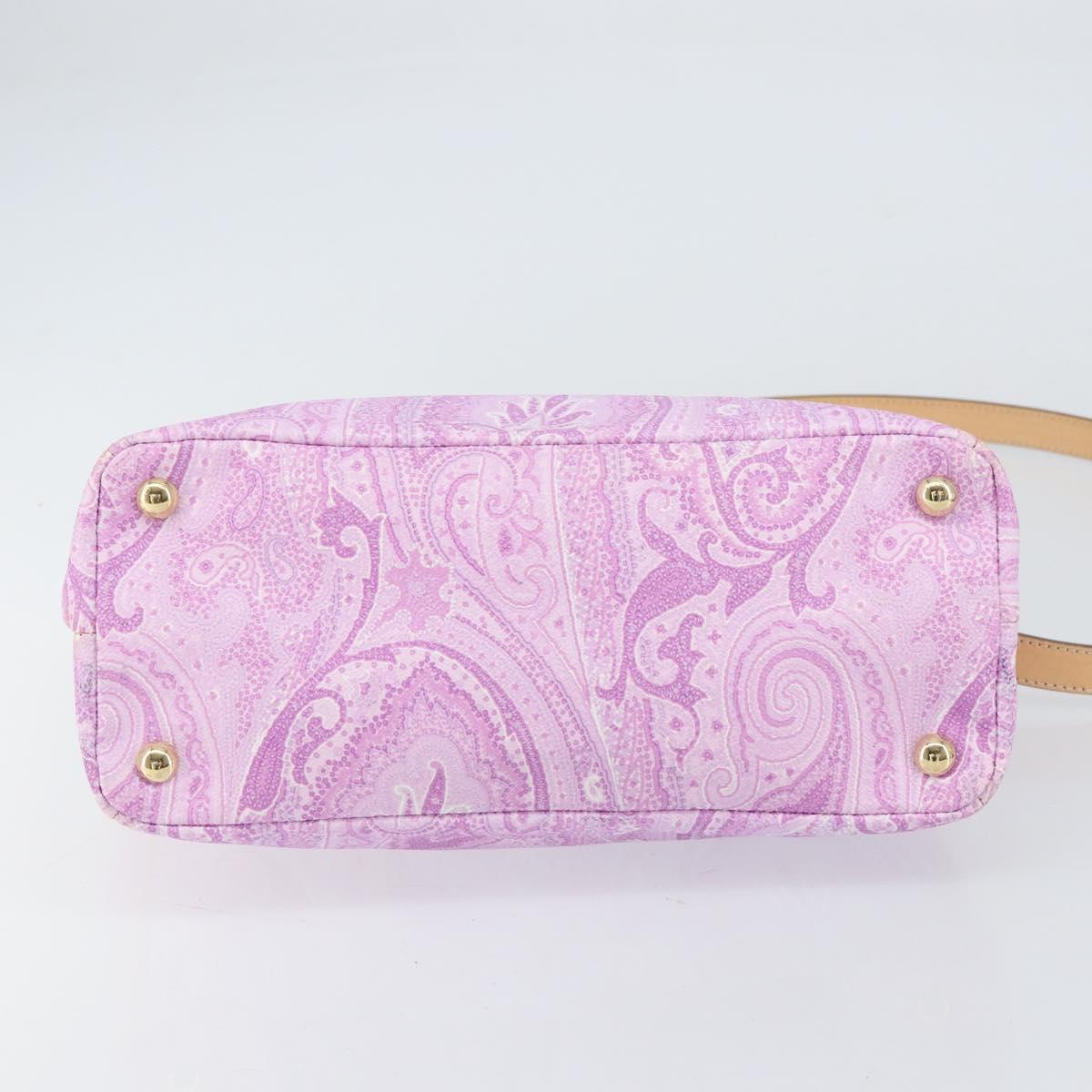 ETRO Paisley Hand Bag PVC Leather 2way Pink Gold Auth am9887