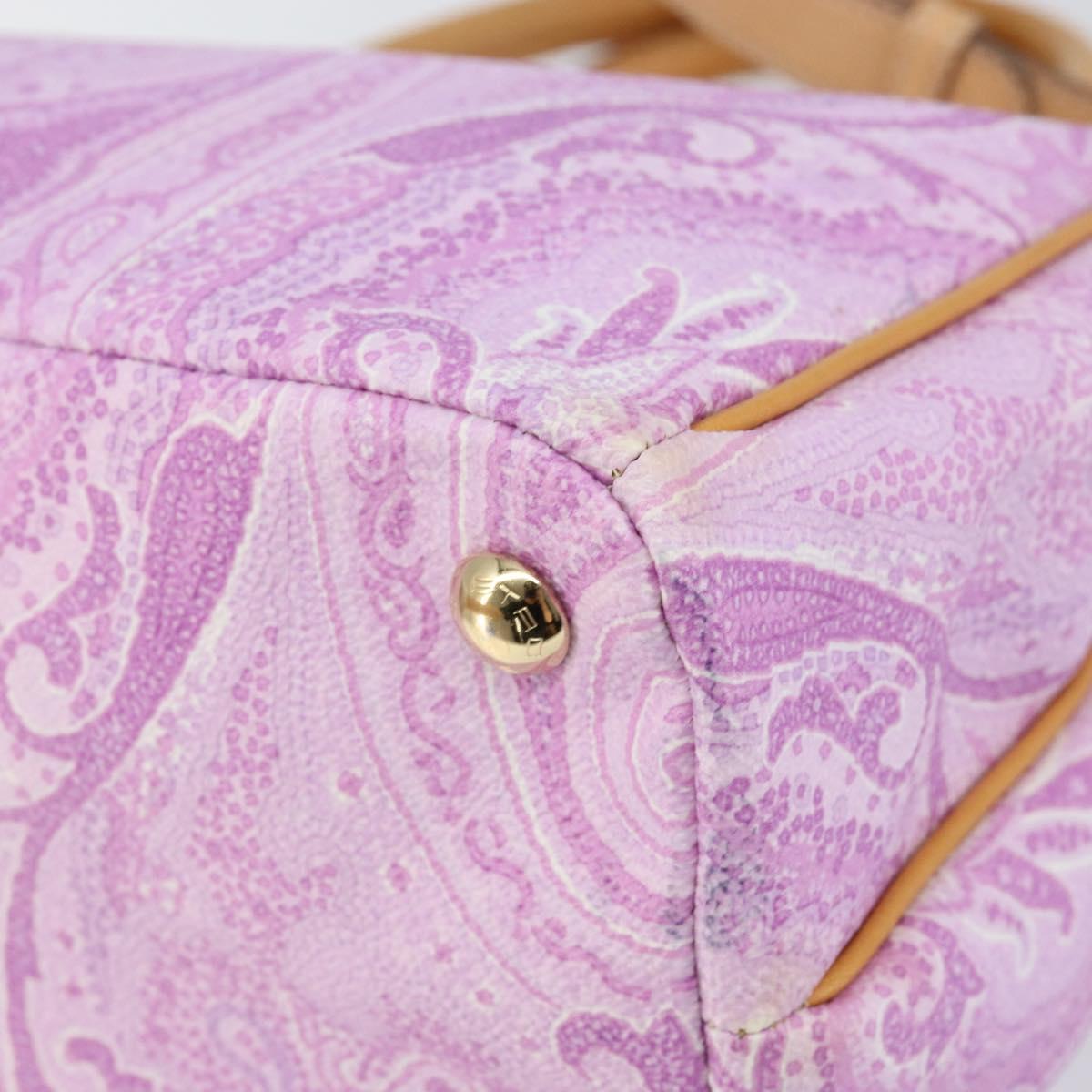 ETRO Paisley Hand Bag PVC Leather 2way Pink Gold Auth am9887