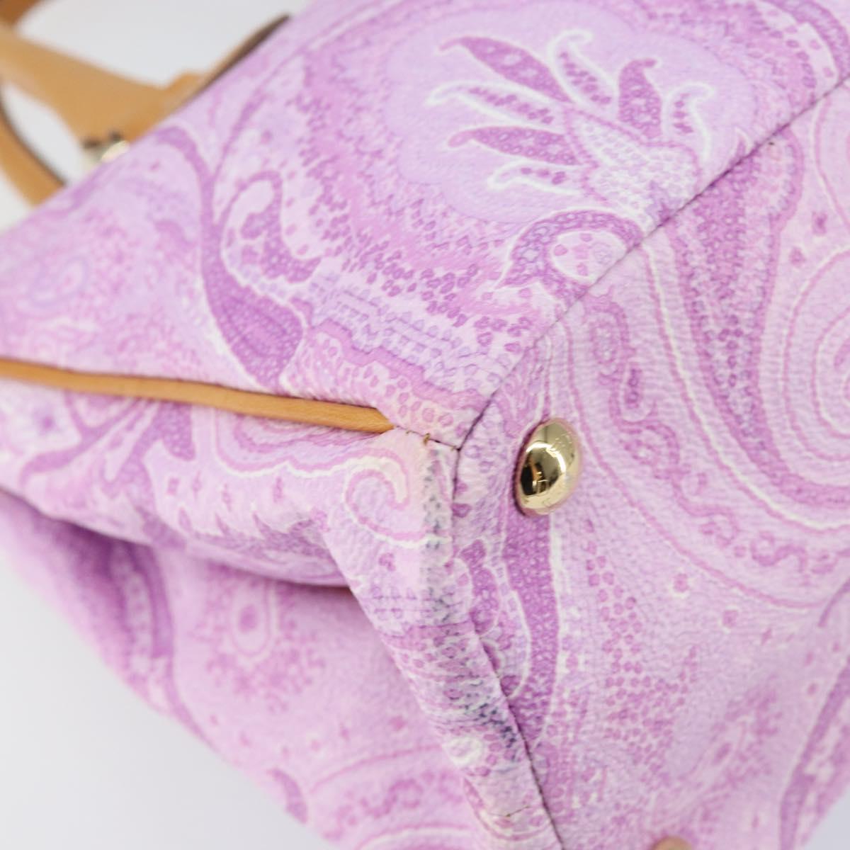 ETRO Paisley Hand Bag PVC Leather 2way Pink Gold Auth am9887
