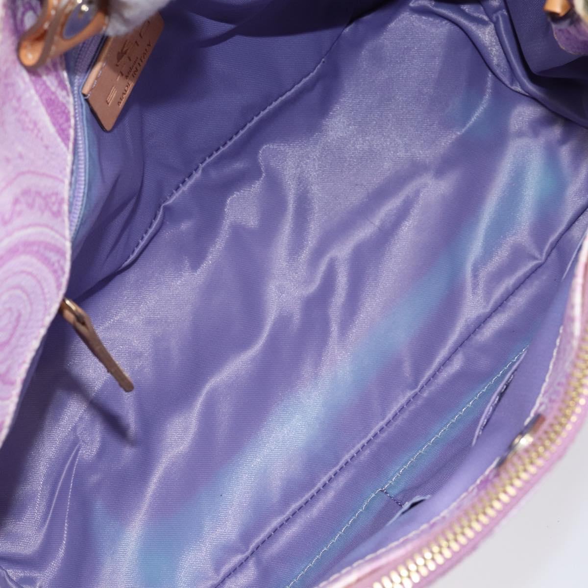 ETRO Paisley Hand Bag PVC Leather 2way Pink Gold Auth am9887