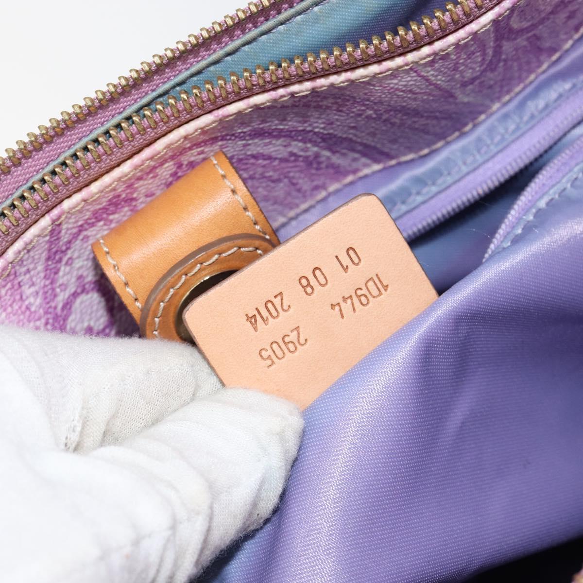 ETRO Paisley Hand Bag PVC Leather 2way Pink Gold Auth am9887