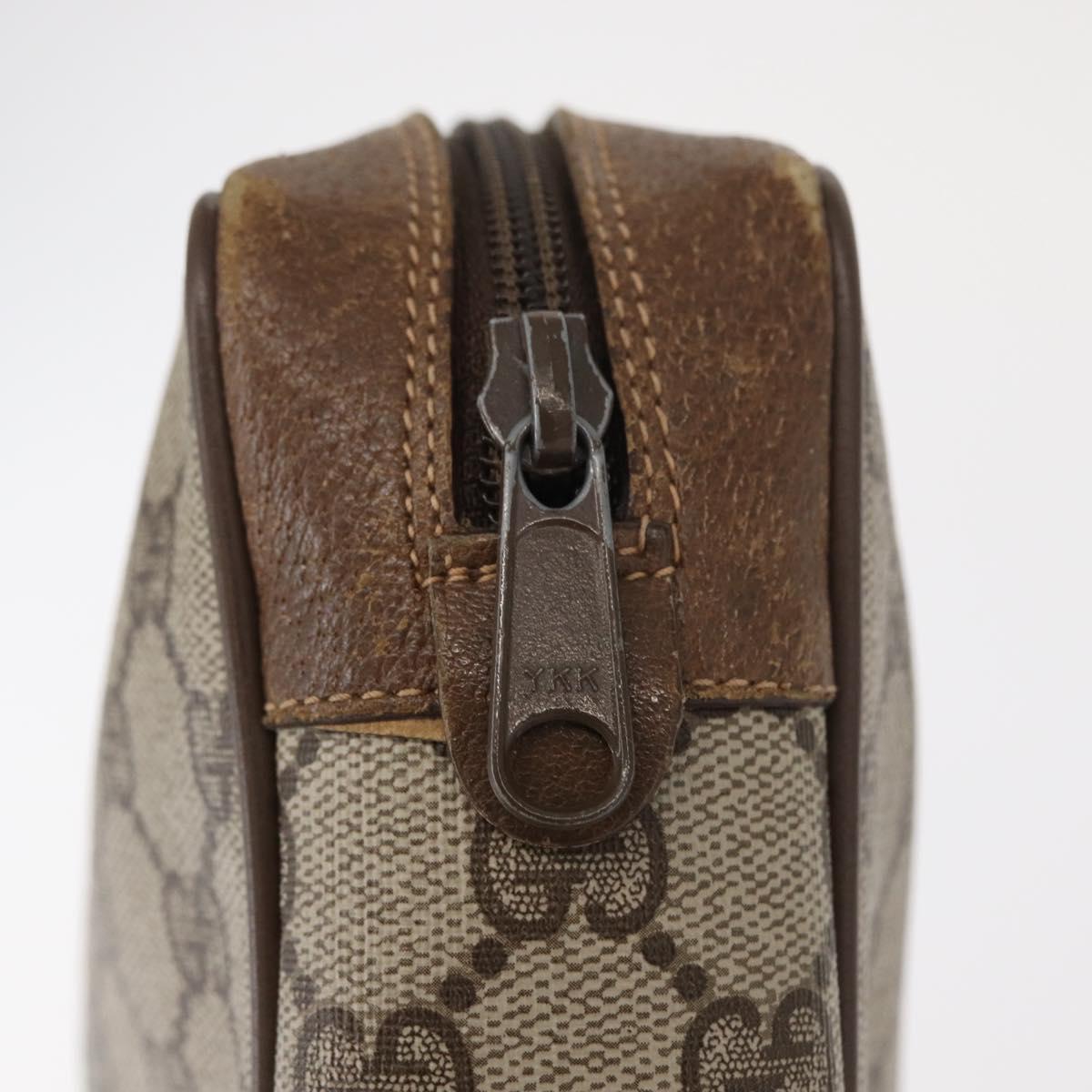 GUCCI GG Supreme Web Sherry Line Clutch Bag PVC Beige Gold 89 01 012 Auth am9888