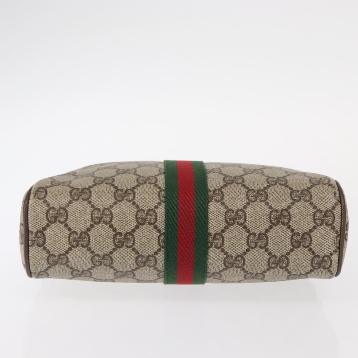 GUCCI GG Supreme Web Sherry Line Clutch Bag PVC Beige Gold 89 01 012 Auth am9888