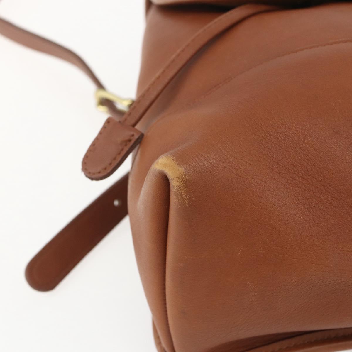 Coach Backpack Leather Brown Gold Auth am9891