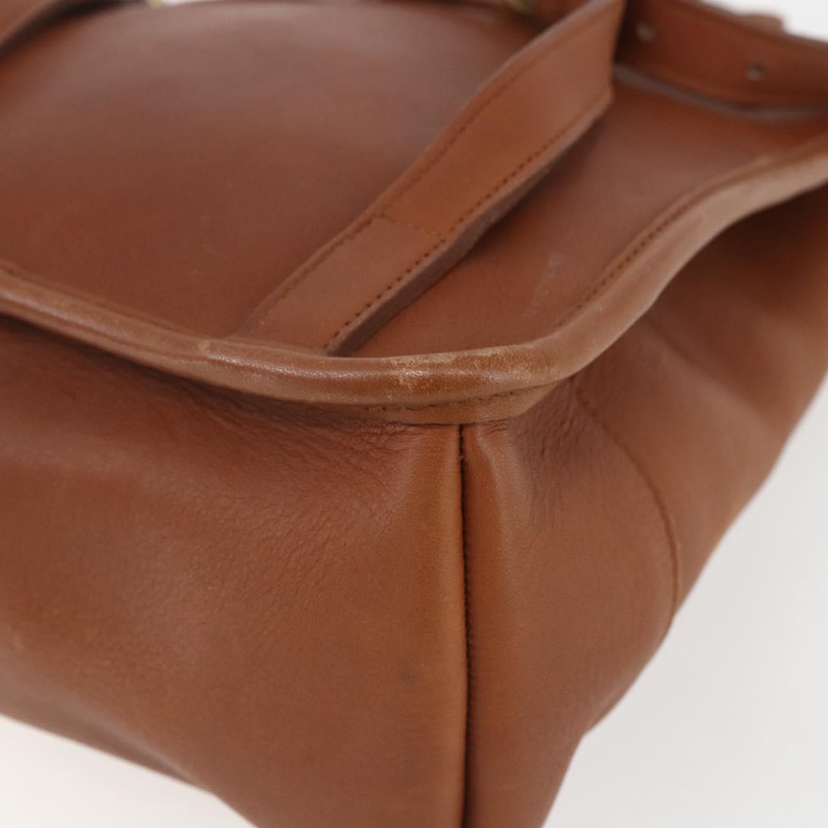 Coach Backpack Leather Brown Gold Auth am9891