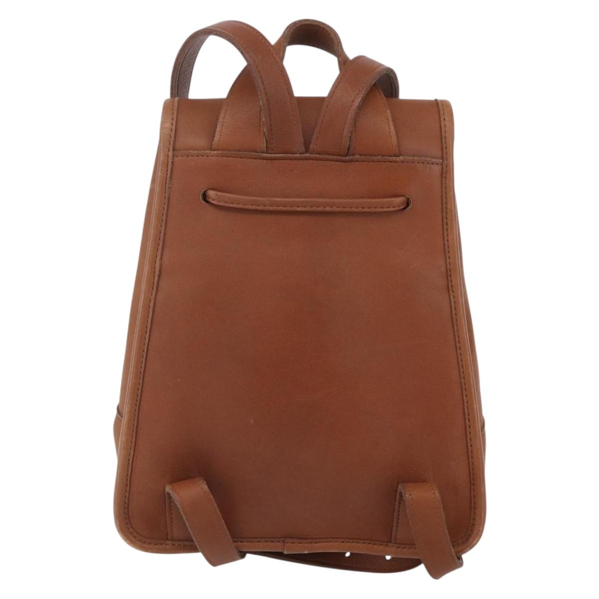 Coach Backpack Leather Brown Gold Auth am9891