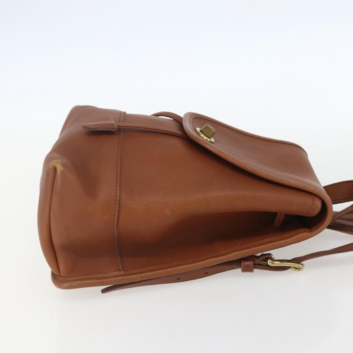 Coach Backpack Leather Brown Gold Auth am9891