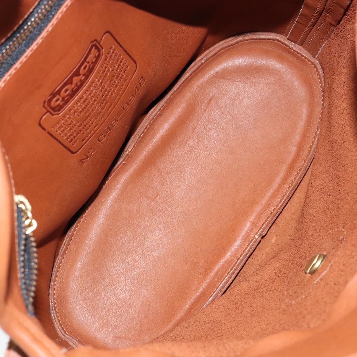 Coach Shoulder Bag Leather Brown Gold Auth am9893
